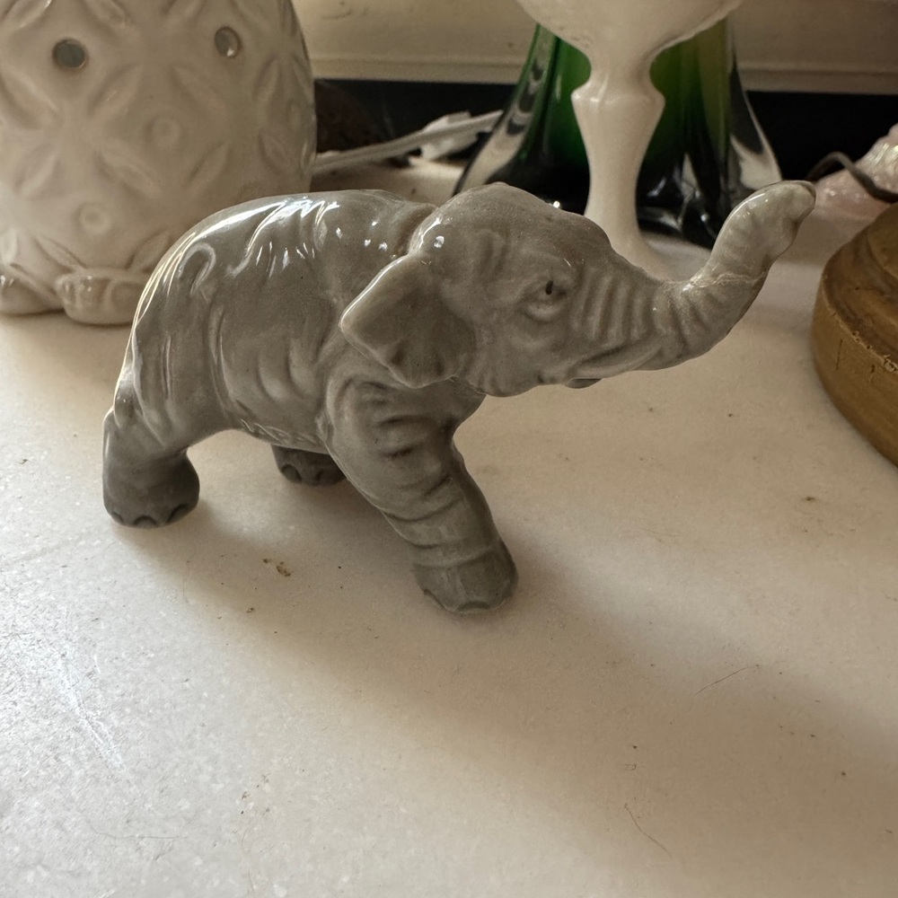 Vintage Grey Elephant Figurine